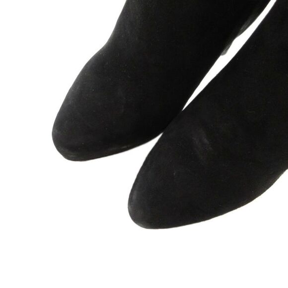 Prada Suede Long Boots High Heels Thick Sole Side Zip 36.5 Black GV • GY62 - Picture 4 of 8